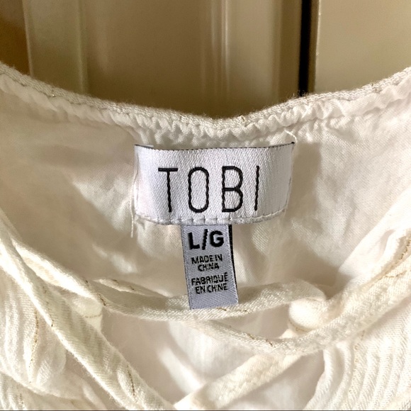 Tobi Off-White Mini Romper with Front Tie - Picture 3 of 4